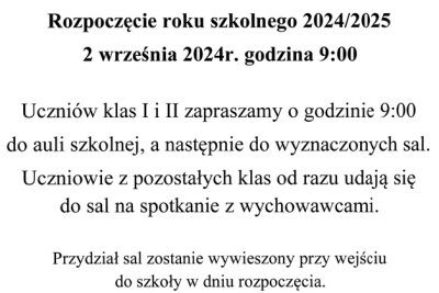 Rozpoczęcie roku szkolnego